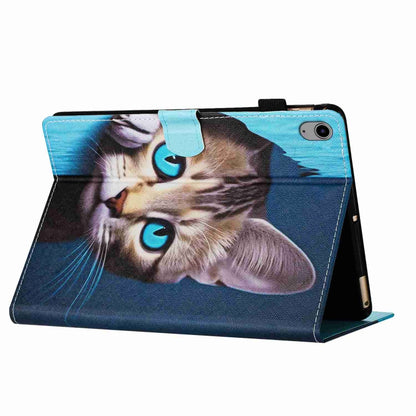 For iPad 2025 / 2022 Painted Pattern Stitching Smart Leather Tablet Case(Blue Cat) - iPad 2025 / 2022 Cases by buy2fix | Online Shopping UK | buy2fix