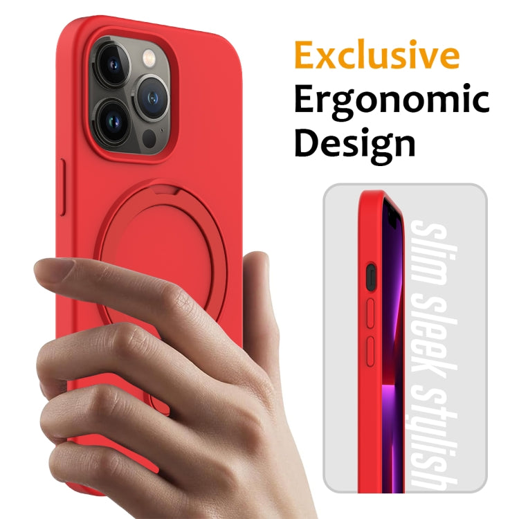 For iPhone 13 Pro MagSafe Magnetic Liquid Silicone Phone Case with Ring Holder(Red) - iPhone 13 Pro Cases by buy2fix | Online Shopping UK | buy2fix