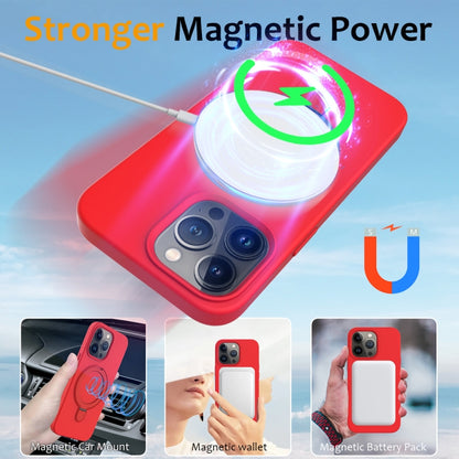 For iPhone 15 Pro MagSafe Magnetic Liquid Silicone Phone Case with Ring Holder(Red) - iPhone 15 Pro Cases by buy2fix | Online Shopping UK | buy2fix