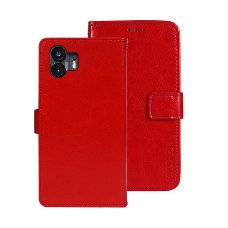 For Nothing Phone 2 idewei Crazy Horse Texture Leather Phone Case with Holder(Red) - More Brand by idewei | Online Shopping UK | buy2fix