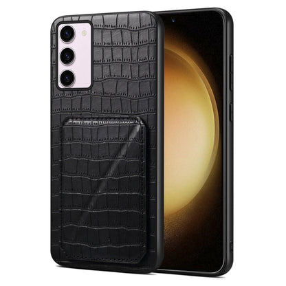 For Samsung Galaxy S23+ 5G Denior Imitation Crocodile Leather Back Phone Case with Holder(Black) - Galaxy S23+ 5G Cases by Denior | Online Shopping UK | buy2fix