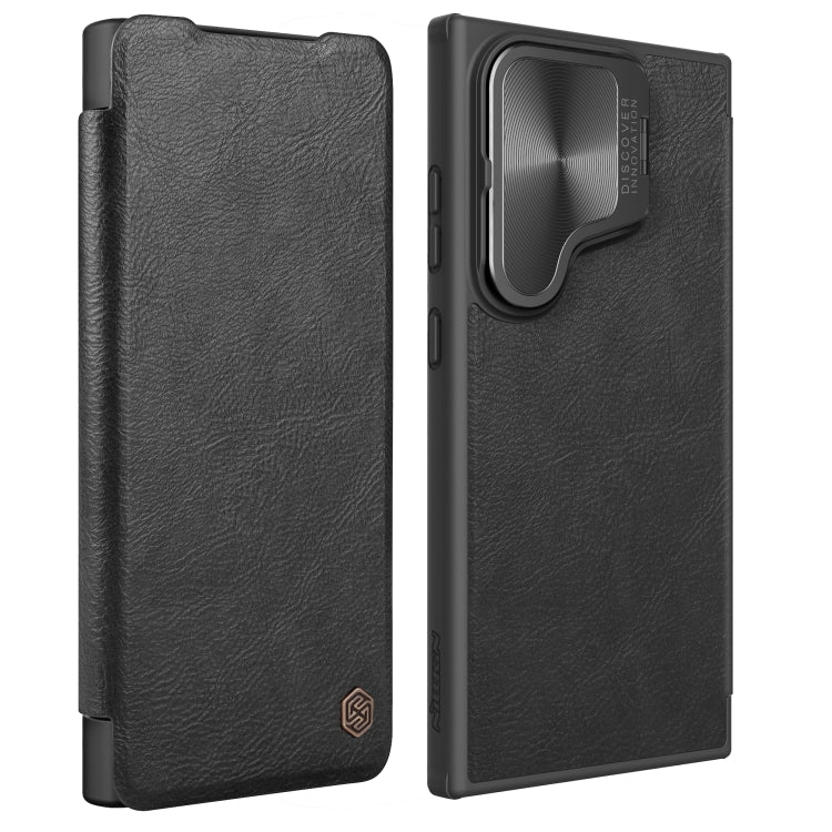 For Samsung Galaxy S24 Ultra 5G NILLKIN Qin Prop Series Flip Camera Cover Design Leather Phone Case(Black) - Galaxy S24 Ultra 5G Cases by NILLKIN | Online Shopping UK | buy2fix