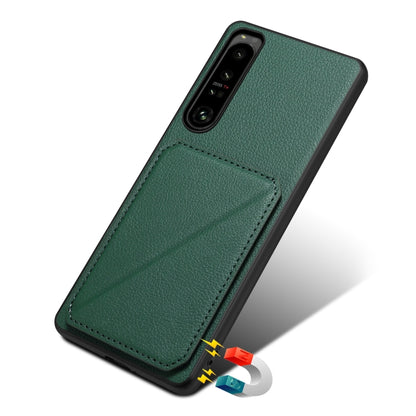 For Sony Xperia 1 V Denior Imitation Calf Leather Back Phone Case with Holder(Green) - Sony Cases by Denior | Online Shopping UK | buy2fix