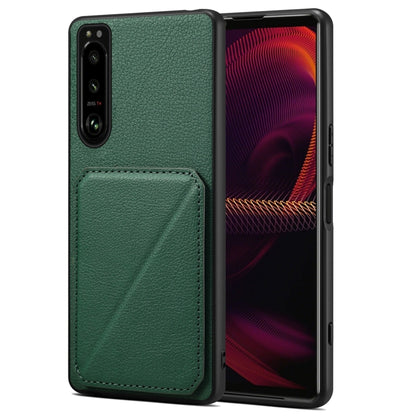 For Sony Xperia 5 III Denior Imitation Calf Leather Back Phone Case with Holder(Green) - Sony Cases by Denior | Online Shopping UK | buy2fix