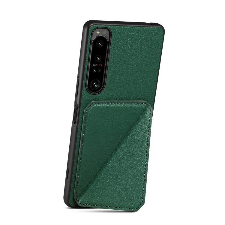 For Sony Xperia 5 IV Denior Imitation Calf Leather Back Phone Case with Holder(Green) - Sony Cases by Denior | Online Shopping UK | buy2fix