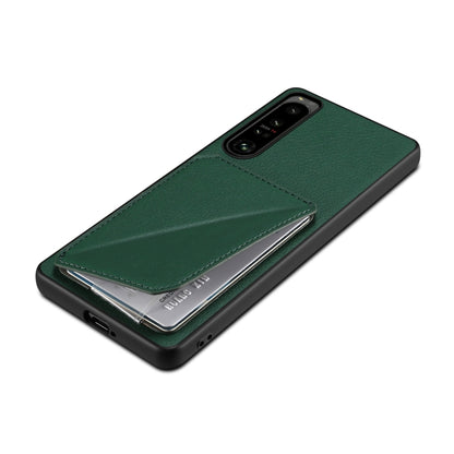 For Sony Xperia 5 IV Denior Imitation Calf Leather Back Phone Case with Holder(Green) - Sony Cases by Denior | Online Shopping UK | buy2fix