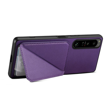 For Sony Xperia 10 V Denior Imitation Calf Leather Back Phone Case with Holder(Purple) - Sony Cases by Denior | Online Shopping UK | buy2fix