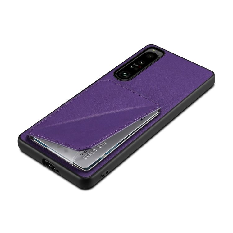 For Sony Xperia 10 V Denior Imitation Calf Leather Back Phone Case with Holder(Purple) - Sony Cases by Denior | Online Shopping UK | buy2fix