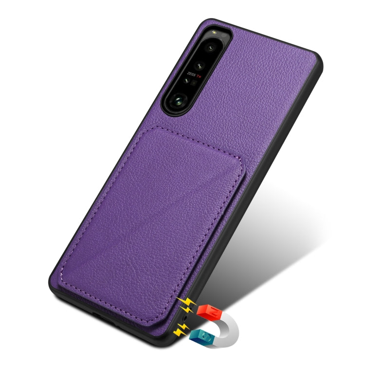 For Sony Xperia 10 V Denior Imitation Calf Leather Back Phone Case with Holder(Purple) - Sony Cases by Denior | Online Shopping UK | buy2fix