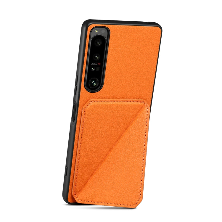 For Sony Xperia 10 V Denior Imitation Calf Leather Back Phone Case with Holder(Orange) - Sony Cases by Denior | Online Shopping UK | buy2fix