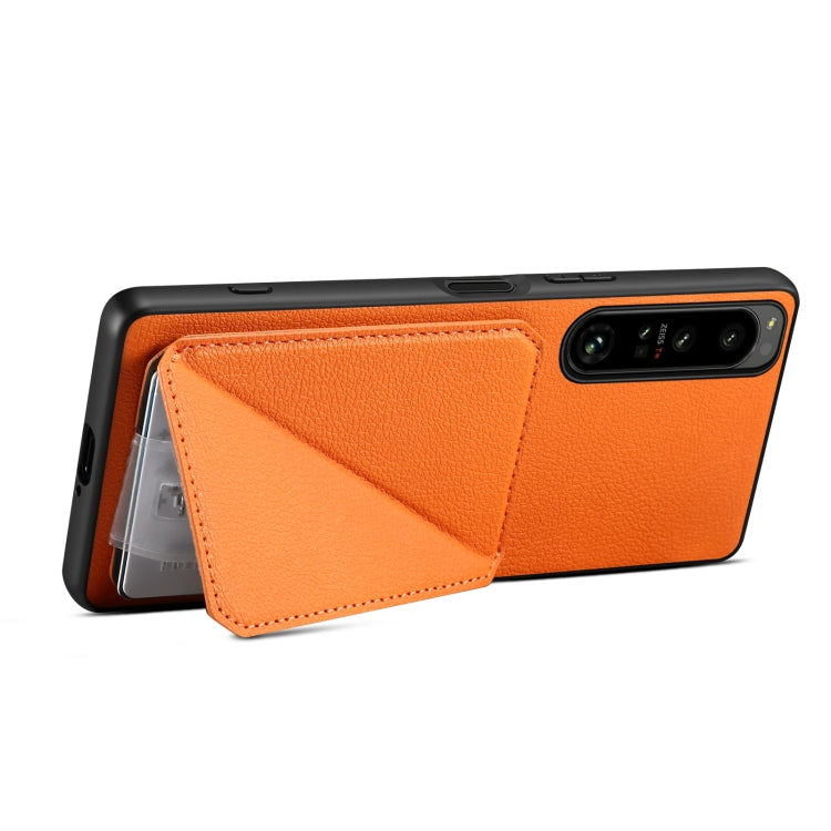 For Sony Xperia 10 V Denior Imitation Calf Leather Back Phone Case with Holder(Orange) - Sony Cases by Denior | Online Shopping UK | buy2fix