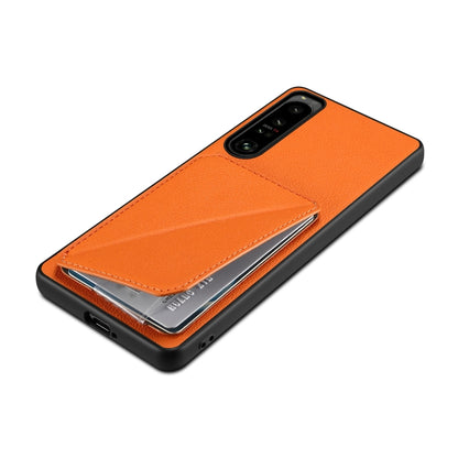 For Sony Xperia 10 V Denior Imitation Calf Leather Back Phone Case with Holder(Orange) - Sony Cases by Denior | Online Shopping UK | buy2fix