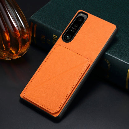 For Sony Xperia 10 V Denior Imitation Calf Leather Back Phone Case with Holder(Orange) - Sony Cases by Denior | Online Shopping UK | buy2fix