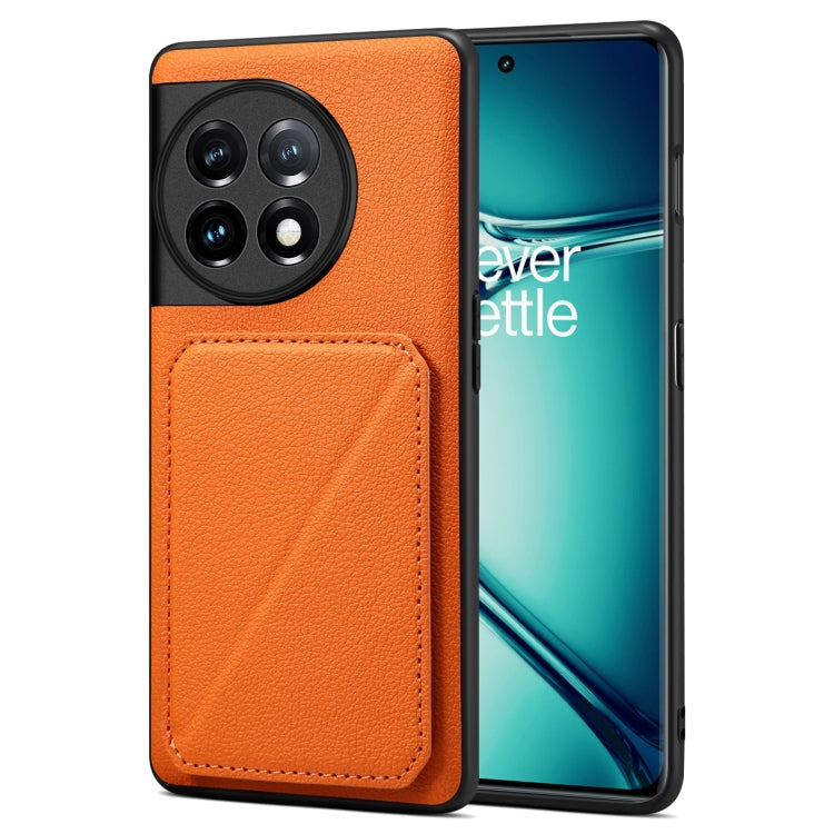 For OnePlus Ace 2 Pro 5G Denior Imitation Calf Leather Back Phone Case with Holder(Orange) - OnePlus Cases by Denior | Online Shopping UK | buy2fix