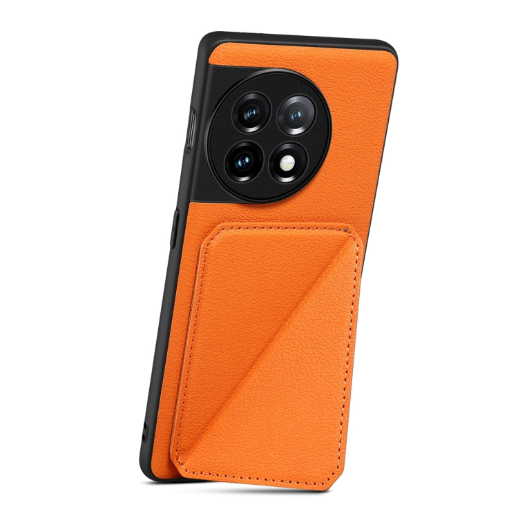 For OnePlus Ace 2 Pro 5G Denior Imitation Calf Leather Back Phone Case with Holder(Orange) - OnePlus Cases by Denior | Online Shopping UK | buy2fix