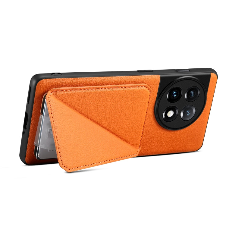 For OnePlus Ace 2 Pro 5G Denior Imitation Calf Leather Back Phone Case with Holder(Orange) - OnePlus Cases by Denior | Online Shopping UK | buy2fix