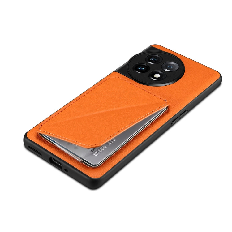 For OnePlus Ace 2 Pro 5G Denior Imitation Calf Leather Back Phone Case with Holder(Orange) - OnePlus Cases by Denior | Online Shopping UK | buy2fix