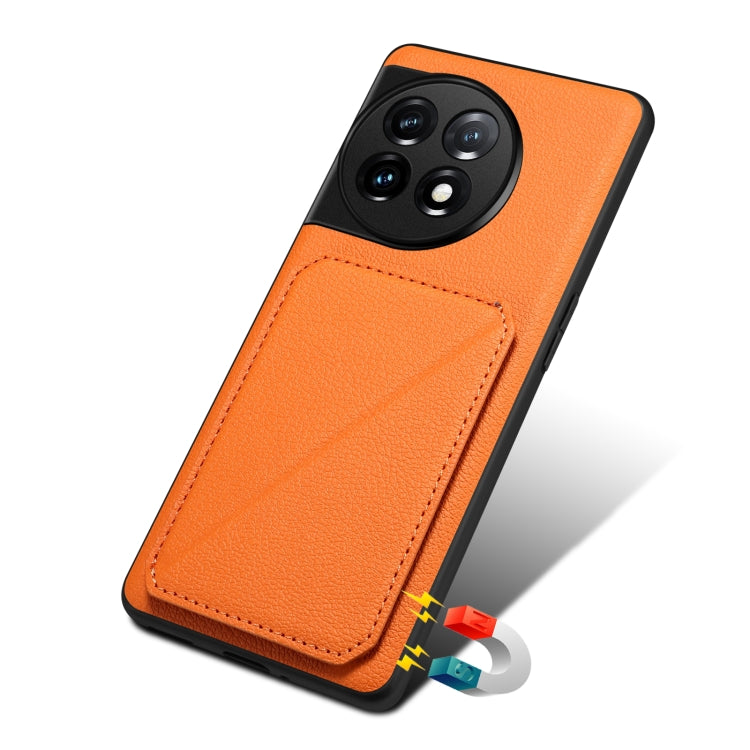 For OnePlus Ace 2 Pro 5G Denior Imitation Calf Leather Back Phone Case with Holder(Orange) - OnePlus Cases by Denior | Online Shopping UK | buy2fix