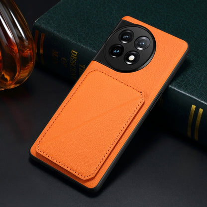 For OnePlus Ace 2 Pro 5G Denior Imitation Calf Leather Back Phone Case with Holder(Orange) - OnePlus Cases by Denior | Online Shopping UK | buy2fix