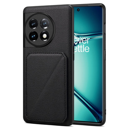 For OnePlus Ace 2 Pro 5G Denior Imitation Calf Leather Back Phone Case with Holder(Black) - OnePlus Cases by Denior | Online Shopping UK | buy2fix