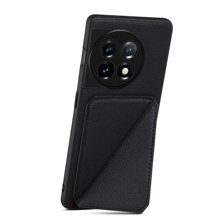 For OnePlus Ace 2 Pro 5G Denior Imitation Calf Leather Back Phone Case with Holder(Black) - OnePlus Cases by Denior | Online Shopping UK | buy2fix