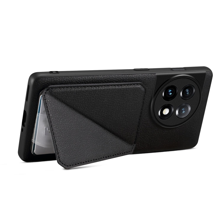 For OnePlus Ace 2 Pro 5G Denior Imitation Calf Leather Back Phone Case with Holder(Black) - OnePlus Cases by Denior | Online Shopping UK | buy2fix