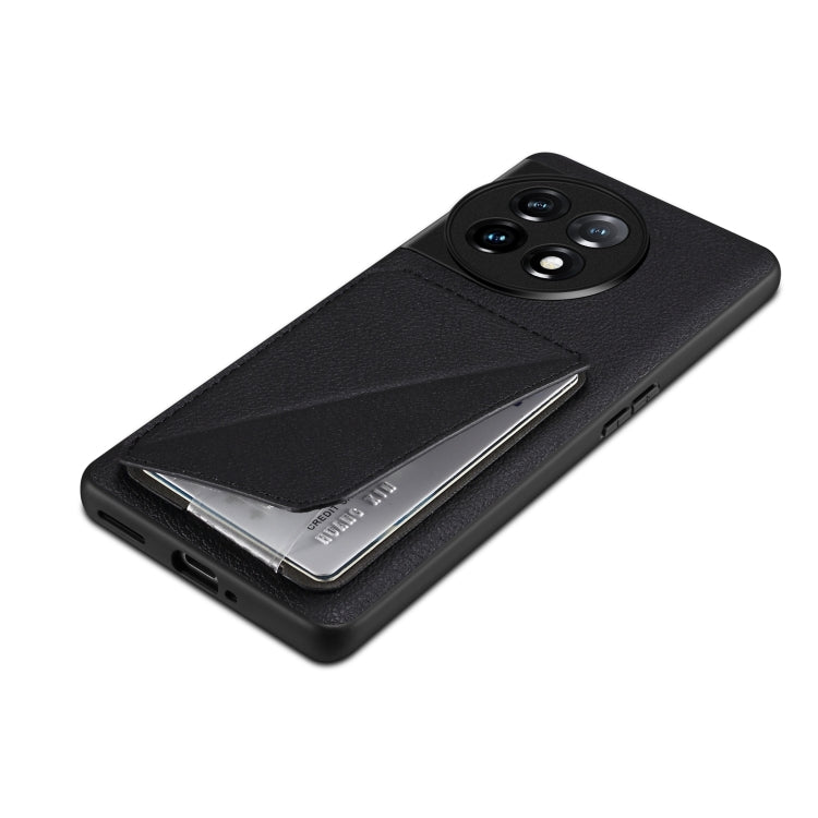 For OnePlus Ace 2 Pro 5G Denior Imitation Calf Leather Back Phone Case with Holder(Black) - OnePlus Cases by Denior | Online Shopping UK | buy2fix