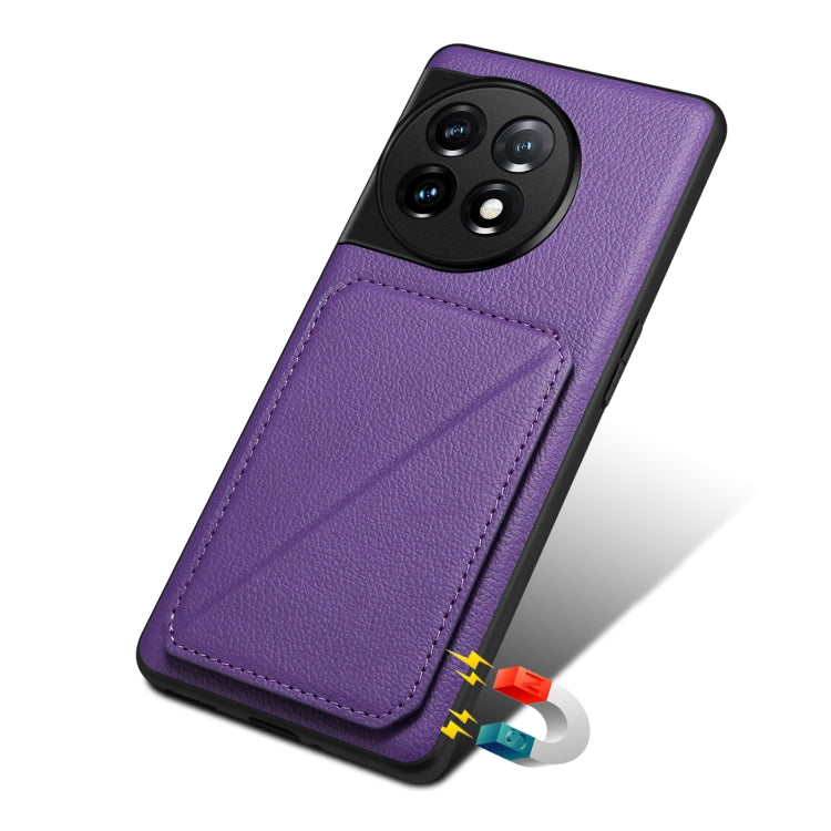 For OnePlus 11 5G Denior Imitation Calf Leather Back Phone Case with Holder(Purple) - OnePlus Cases by Denior | Online Shopping UK | buy2fix