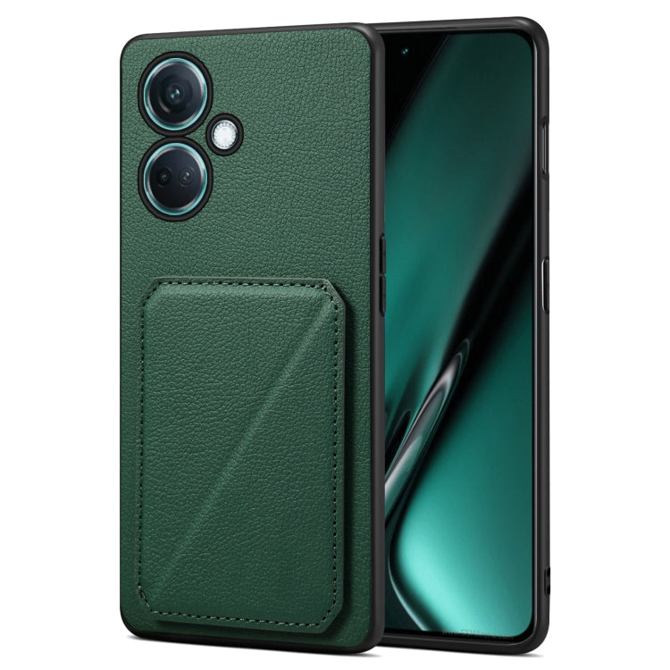 For OnePlus Nord CE 3 5G / OPPO K11 Denior Imitation Calf Leather Back Phone Case with Holder(Green) - OnePlus Cases by Denior | Online Shopping UK | buy2fix