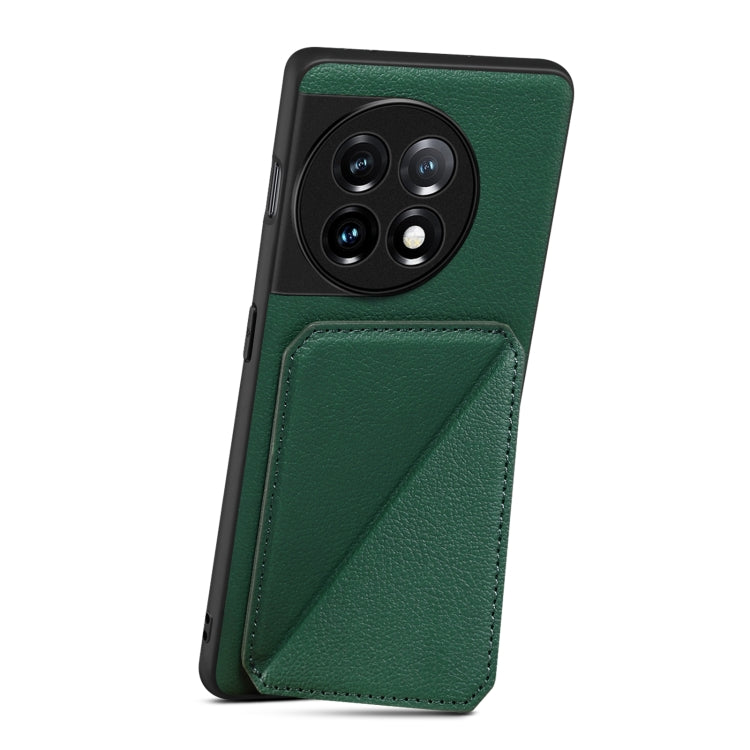 For OnePlus Nord CE 3 5G / OPPO K11 Denior Imitation Calf Leather Back Phone Case with Holder(Green) - OnePlus Cases by Denior | Online Shopping UK | buy2fix