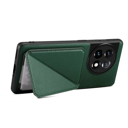 For OnePlus Nord CE 3 5G / OPPO K11 Denior Imitation Calf Leather Back Phone Case with Holder(Green) - OnePlus Cases by Denior | Online Shopping UK | buy2fix