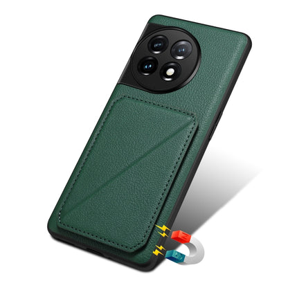 For OnePlus Nord CE 3 5G / OPPO K11 Denior Imitation Calf Leather Back Phone Case with Holder(Green) - OnePlus Cases by Denior | Online Shopping UK | buy2fix