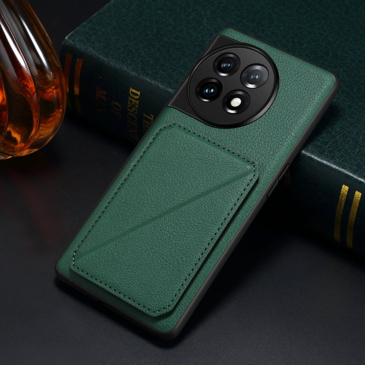 For OnePlus Nord CE 3 5G / OPPO K11 Denior Imitation Calf Leather Back Phone Case with Holder(Green) - OnePlus Cases by Denior | Online Shopping UK | buy2fix