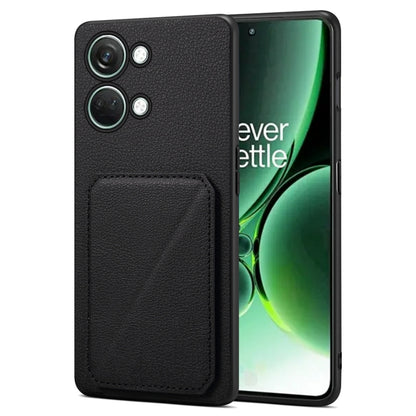 For OnePlus Ace 2 V / Nord 3 5G Denior Imitation Calf Leather Back Phone Case with Holder(Black) - OnePlus Cases by Denior | Online Shopping UK | buy2fix