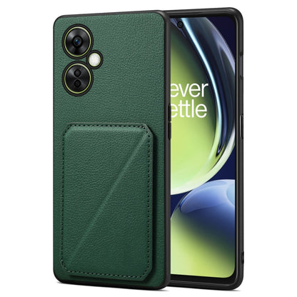 For OnePlus Nord CE 3 Lite / N30 Denior Imitation Calf Leather Back Phone Case with Holder(Green) - OnePlus Cases by Denior | Online Shopping UK | buy2fix