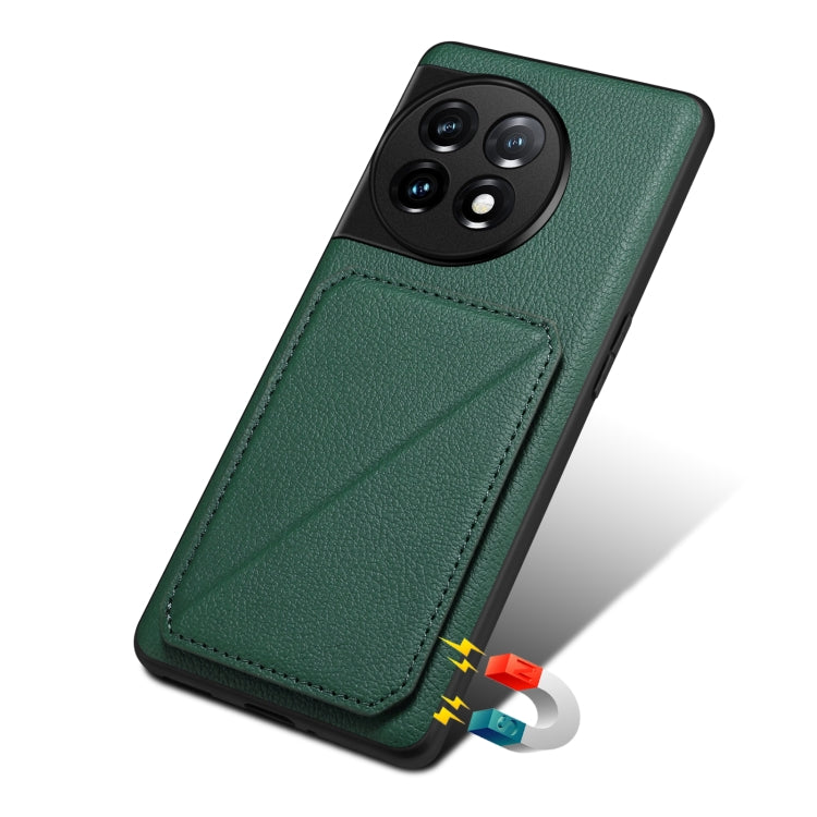 For OnePlus Nord CE 3 Lite / N30 Denior Imitation Calf Leather Back Phone Case with Holder(Green) - OnePlus Cases by Denior | Online Shopping UK | buy2fix