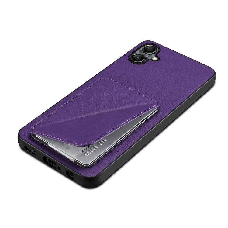 For Samsung Galaxy S24 5G Denior Imitation Calf Leather Back Phone Case with Holder(Purple) - Galaxy S24 5G Cases by Denior | Online Shopping UK | buy2fix