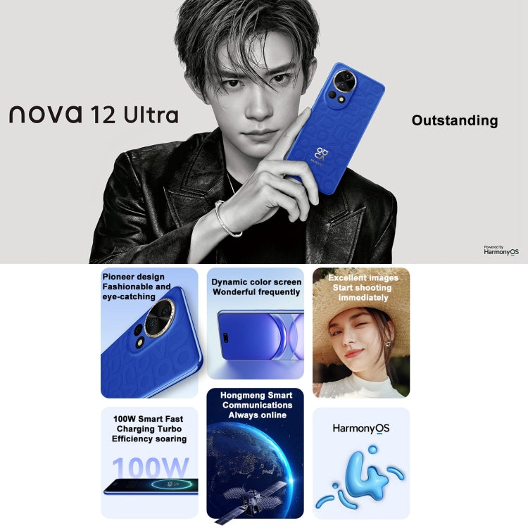 Huawei nova 12 Ultra, 12GB+512GB, Screen Fingerprint Identification, 6.76 inch HarmonyOS 4.0 Octa Core, Network: 4G, NFC, OTG, Not Support Google Play(Blue) - Huawei Mate & P by Huawei | Online Shopping UK | buy2fix