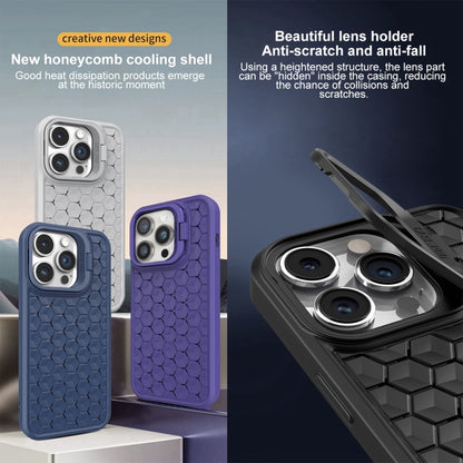 For iPhone 15 Plus Honeycomb Radiating Lens Holder Magsafe Phone Case(Purple) - iPhone 15 Plus Cases by buy2fix | Online Shopping UK | buy2fix