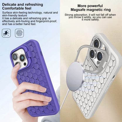 For iPhone 15 Honeycomb Radiating Lens Holder Magsafe Phone Case(Blue) - iPhone 15 Cases by buy2fix | Online Shopping UK | buy2fix