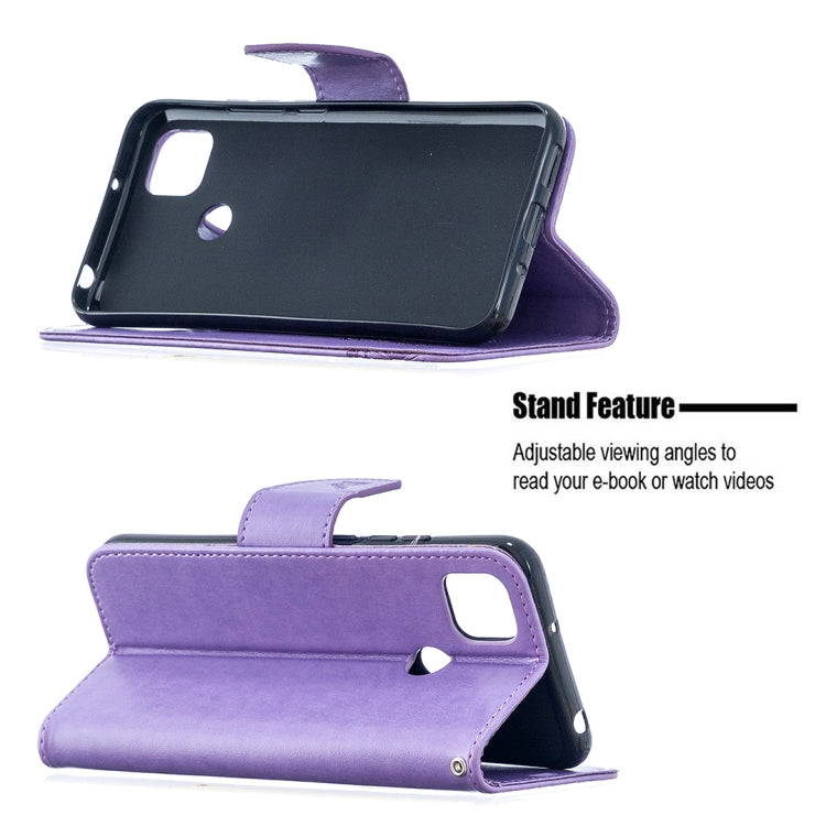 For Xiaomi Redmi 9C Two Butterflies Embossing Pattern Horizontal Flip Leather Case with Holder & Card Slot & Wallet & Lanyard(Purple) - Xiaomi Cases by buy2fix | Online Shopping UK | buy2fix