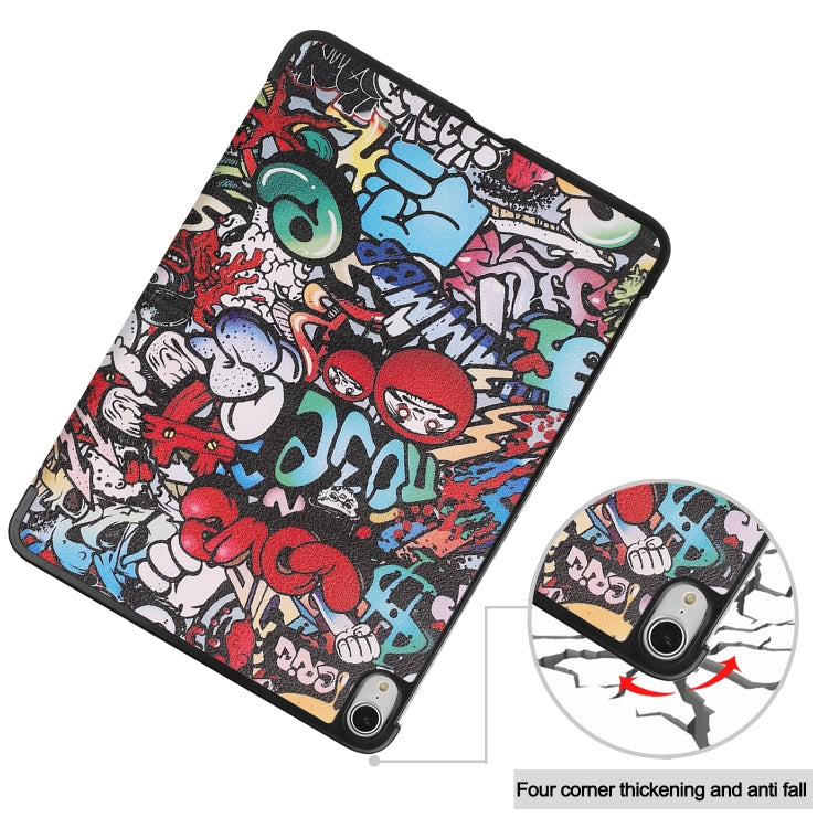 For iPad Air 2022 / 2020 10.9 Colored Drawing Horizontal Flip Leather Case with Three-folding Holder & Sleep / Wake-up Function(Graffiti) - Apple Accessories by buy2fix | Online Shopping UK | buy2fix