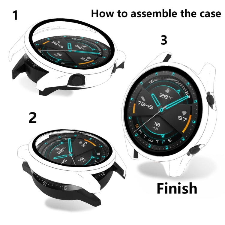 For Huawei Watch GT2 42mm 2 in 1  Tempered Glass Screen Protector + Fully Plating PC Case(Fink) - Smart Wear by buy2fix | Online Shopping UK | buy2fix