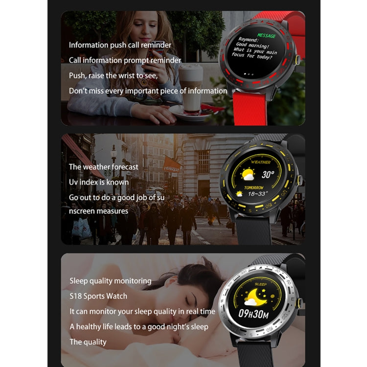 S18 1.3 inch TFT Screen IP67 Waterproof Smart Watch Bracelet, Support Sleep Monitor / Heart Rate Monitor / Blood Pressure Monitoring(Silver Black) - Smart Wear by buy2fix | Online Shopping UK | buy2fix