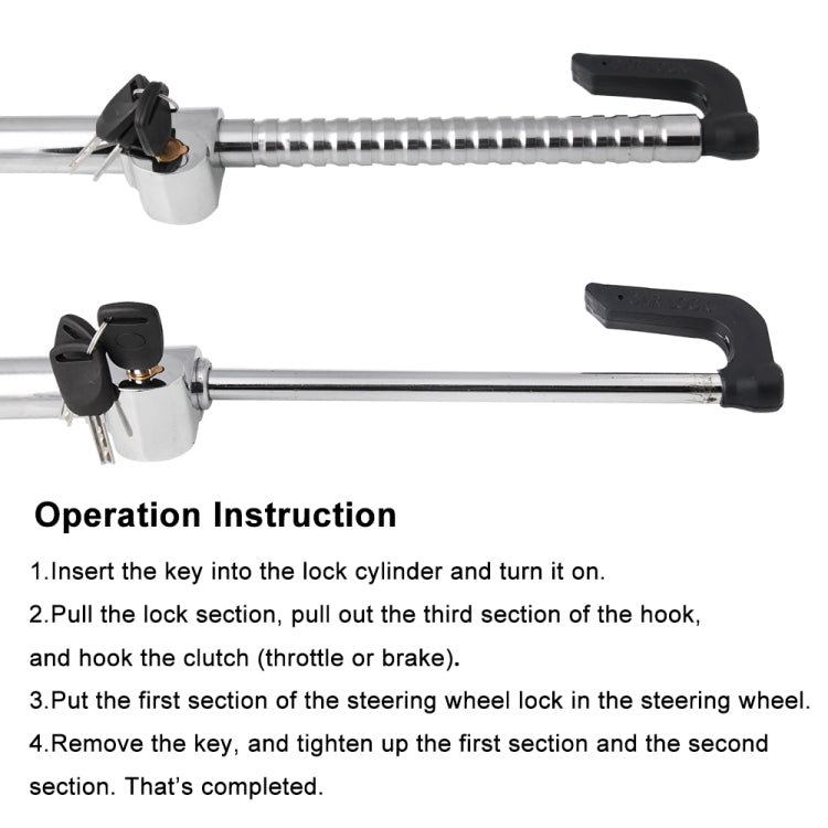 Universal Modified Clutch Lock Extendable Steering Wheel & Clutch Brake Lock - Steering Wheel Locks by buy2fix | Online Shopping UK | buy2fix