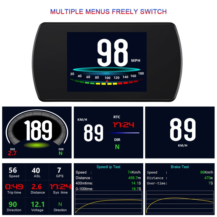 T800 Car HUD Head-up Display GPS Speed Display Speed / Voltage Alarm Altitude Display - Head Up Display System by buy2fix | Online Shopping UK | buy2fix