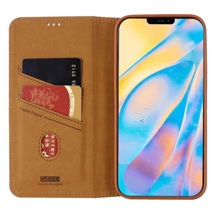 For iPhone 12 mini GEBEI PU+TPU Horizontal Flip Protective Case with Holder & Card Slots (Brown) - iPhone 12 mini Cases by GEBEI | Online Shopping UK | buy2fix