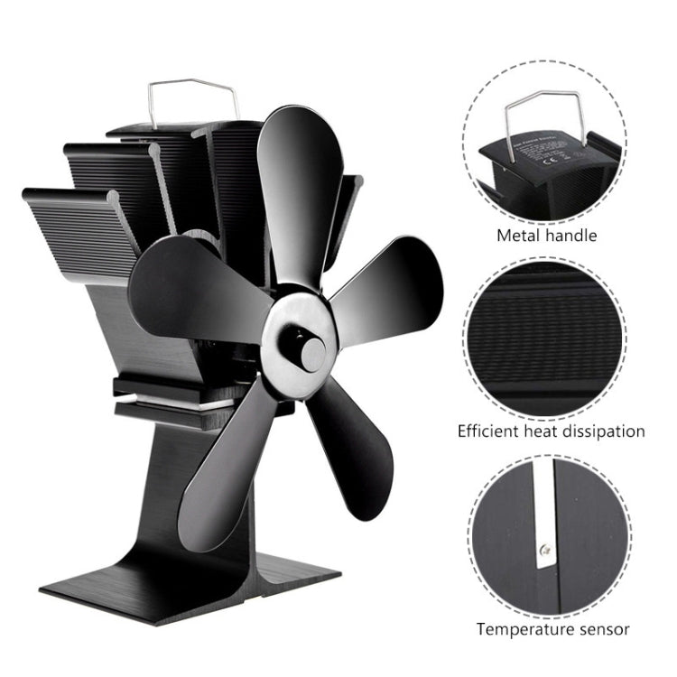 YL602 5-Blade High Temperature Metal Heat Powered Fireplace Stove Fan (Silver) - Fireplace Fan by buy2fix | Online Shopping UK | buy2fix