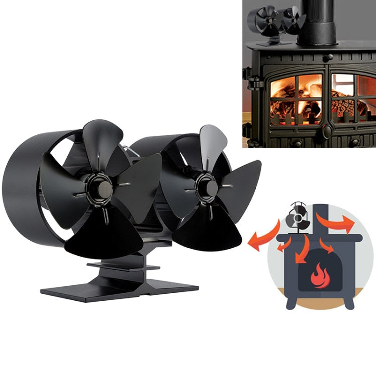 Double Head 8-Blade Aluminum Heat Powered Fireplace Stove Fan - Consumer Electronics by buy2fix | Online Shopping UK | buy2fix