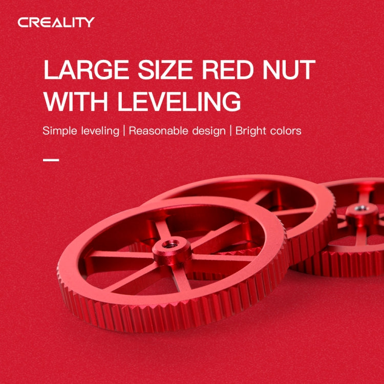 Creality Metal Red Hand Screwed Leveling Nut for Ender-3 / Ender-3 Pro / Ender-3 V2 / CR-10 Pro V2 3D Printer (Red) - Parts by Creality | Online Shopping UK | buy2fix